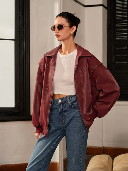 Damenjacke Bordeauxrot Sportlich Elegant