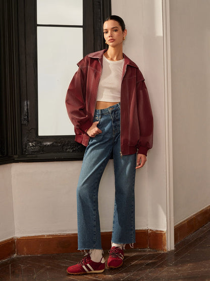 Damenjacke Bordeauxrot Sportlich Elegant