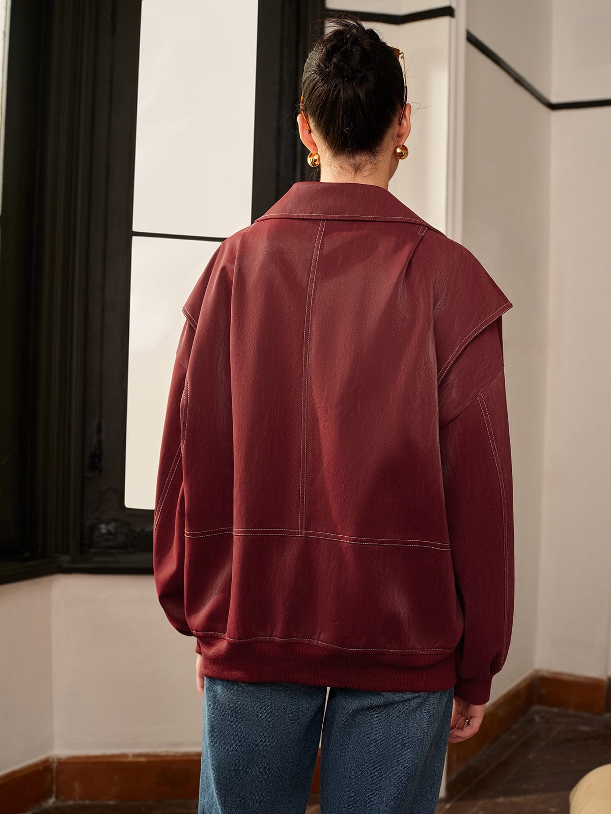 Damenjacke Bordeauxrot Sportlich Elegant