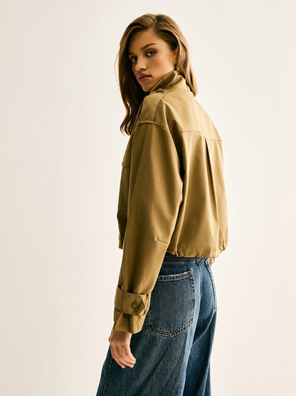 Damen Cropped Jacke Modern Lässig
