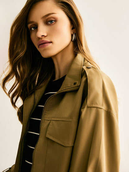 Damen Cropped Jacke Modern Lässig