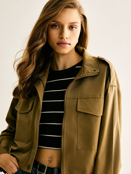 Damen Cropped Jacke Modern Lässig