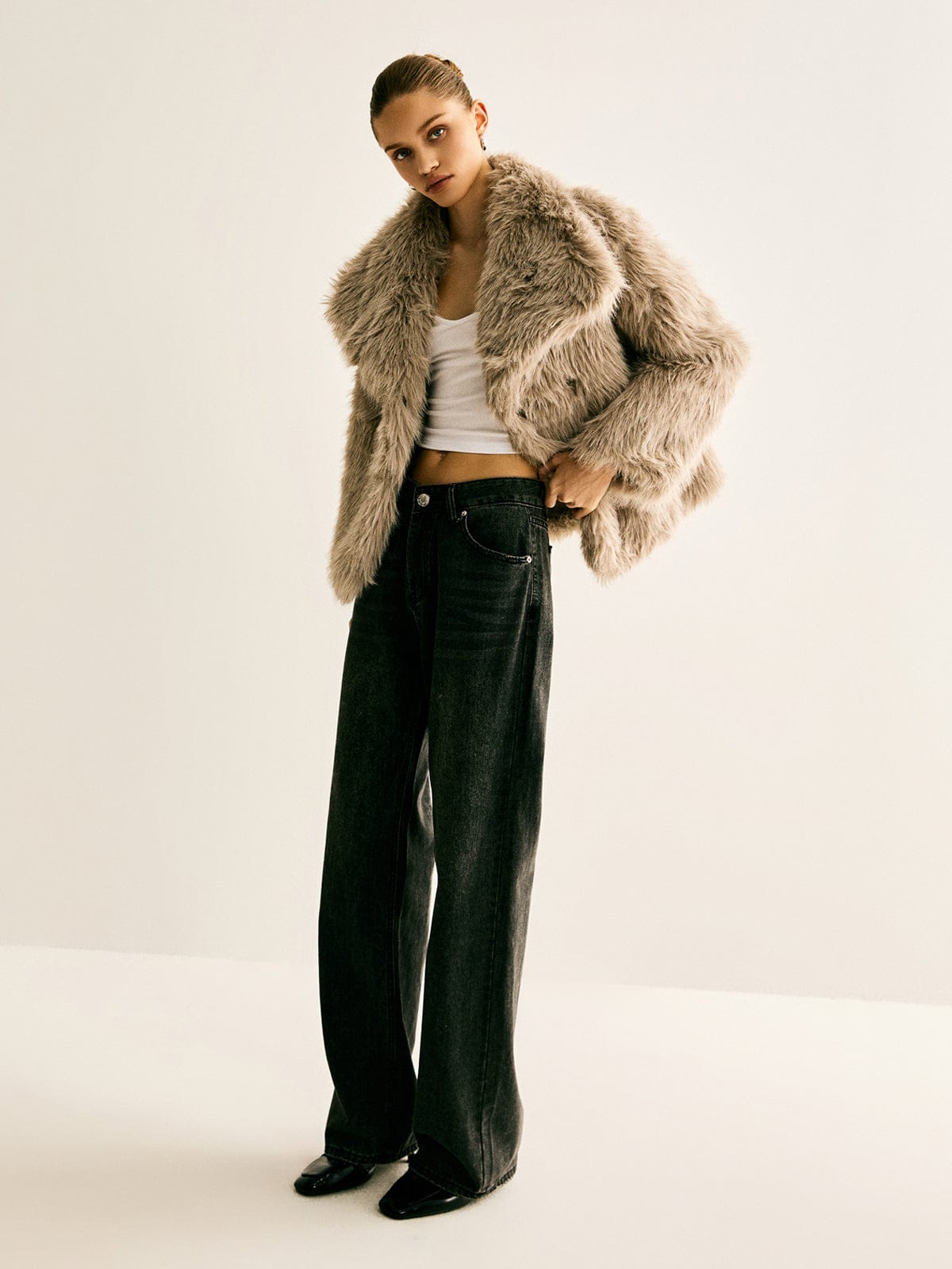 Damen Kunstfelljacke Warm Elegant