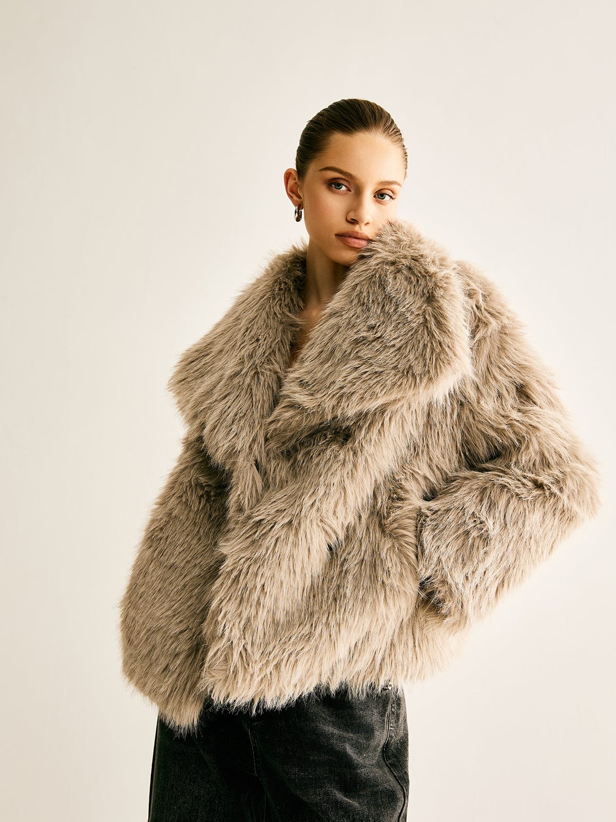 Damen Kunstfelljacke Warm Elegant