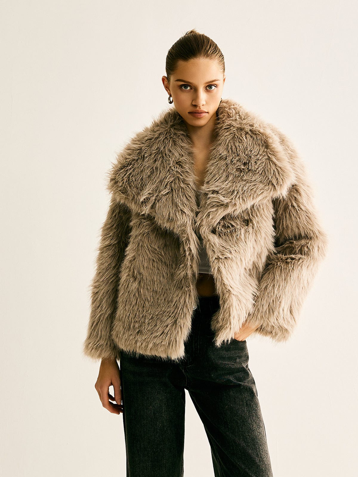 Damen Kunstfelljacke Warm Elegant