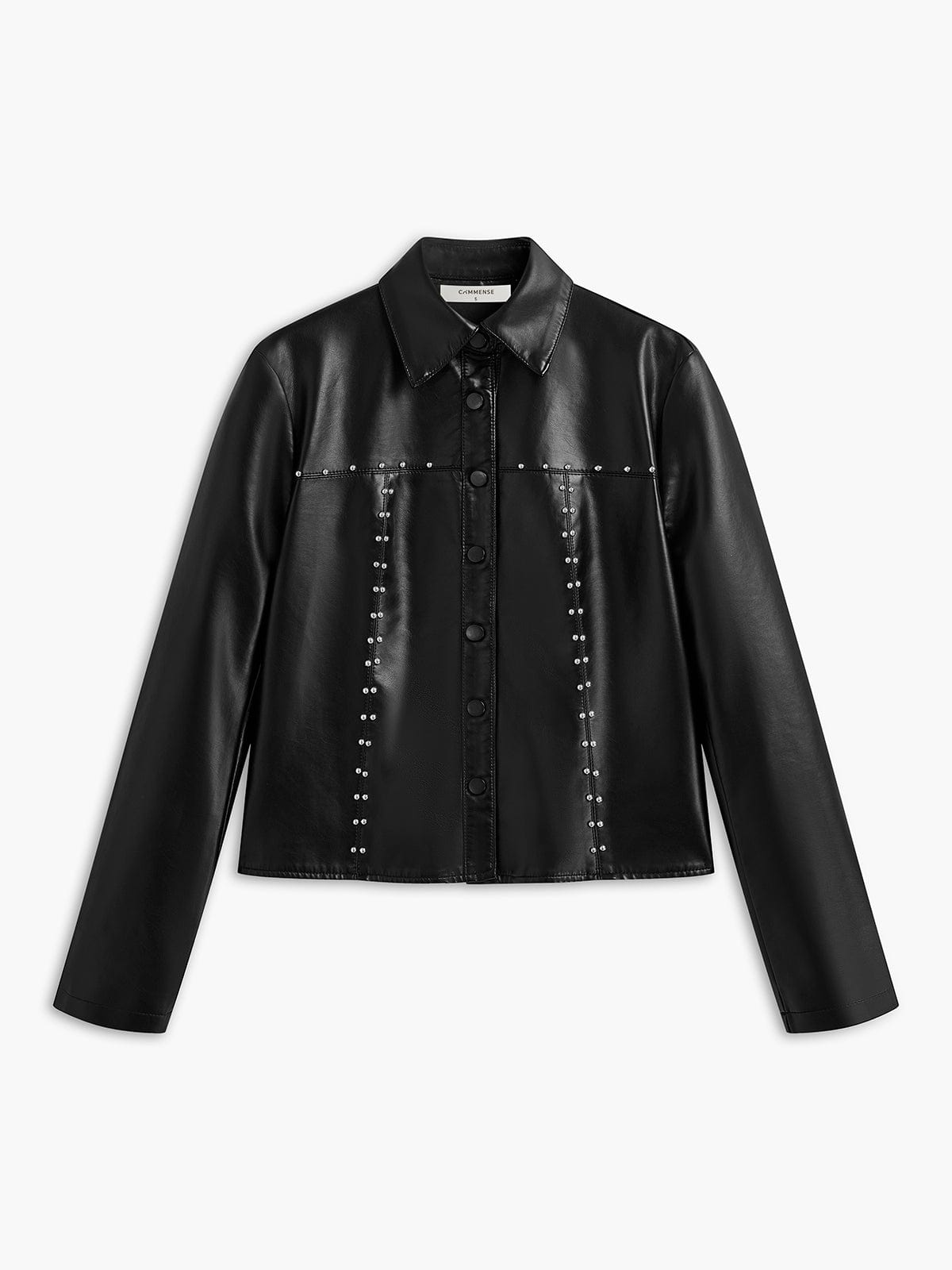 Damen Lederjacke Nieten Schwarz - Norvielle