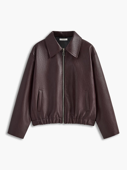Damen Kunstlederjacke Rot Elegante Modern - Norvielle