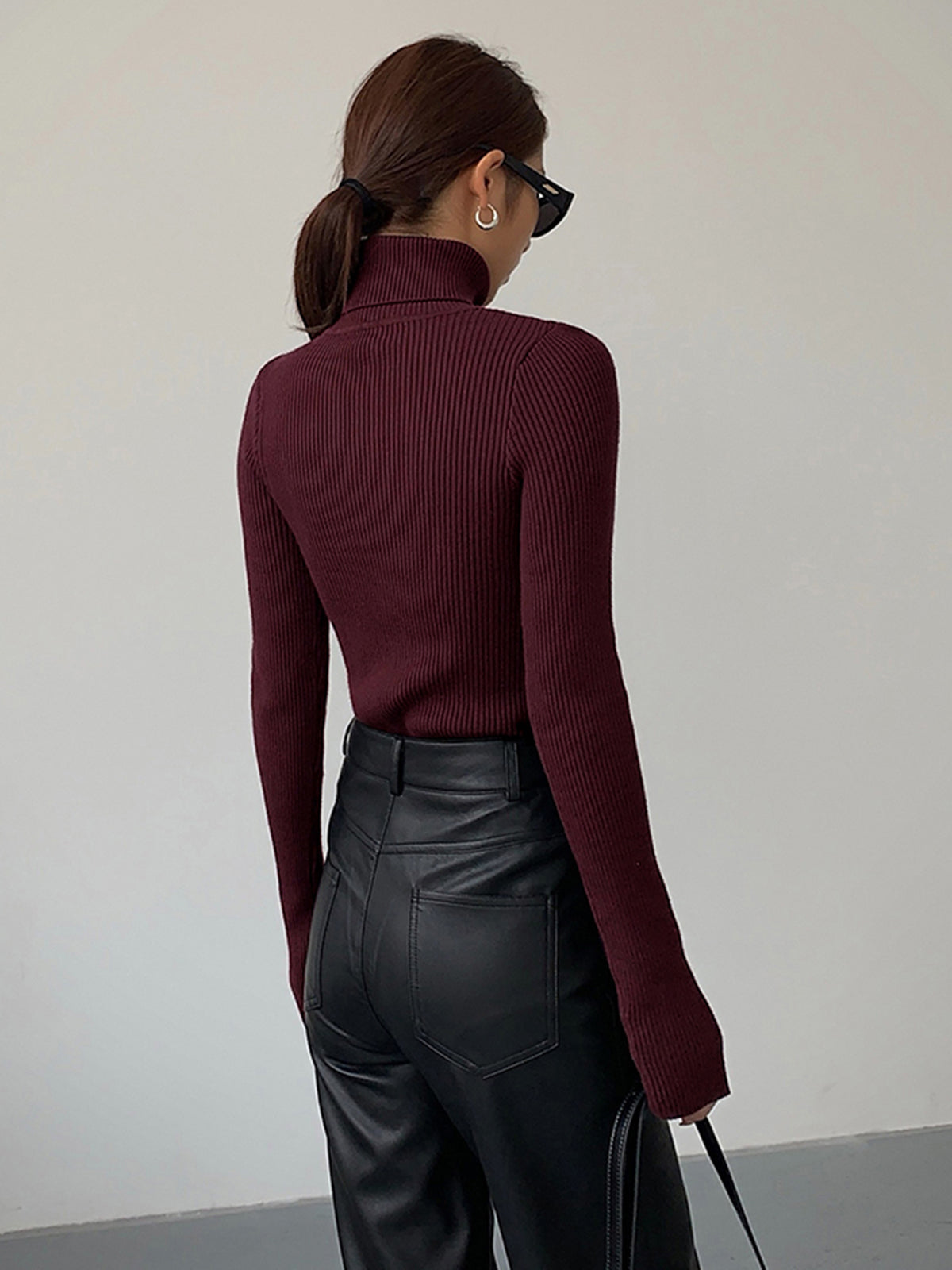 Damen Slim Fit Rollkragen Elegantes Oberteil