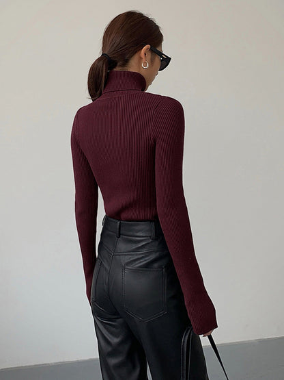 Damen Slim Fit Rollkragen Elegantes Oberteil