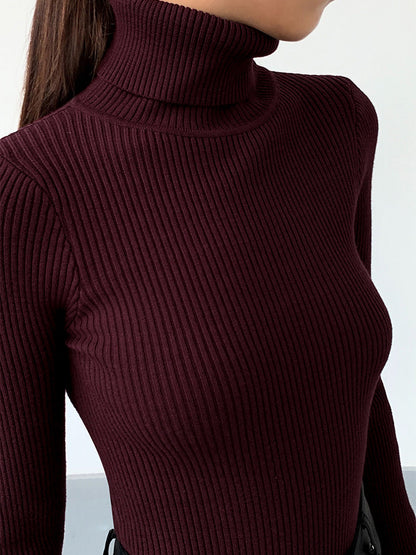 Damen Slim Fit Rollkragen Elegantes Oberteil