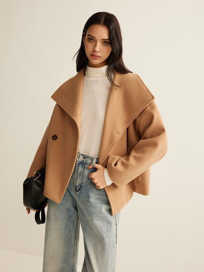 Damen Cropped Mantel Zeitlos Camel