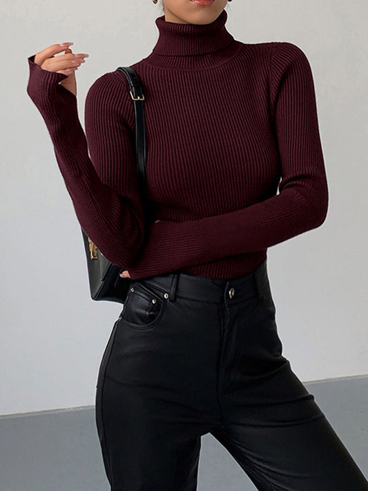 Damen Slim Fit Rollkragen Elegantes Oberteil - Norvielle