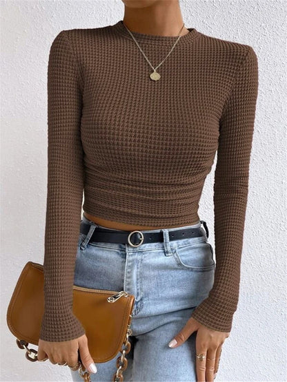 Damen Langarm Crop- Waffelstrick Sommer