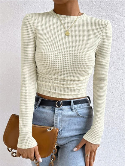 Damen Langarm Crop- Waffelstrick Sommer - Norvielle