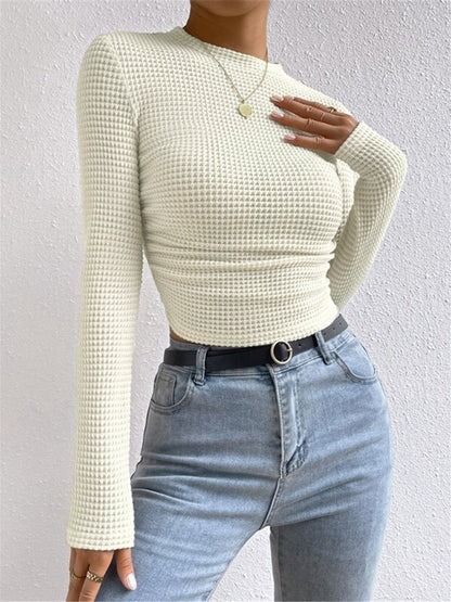 Damen Langarm Crop- Waffelstrick Sommer