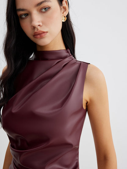 Damen Tanktop Kunstleder Modern