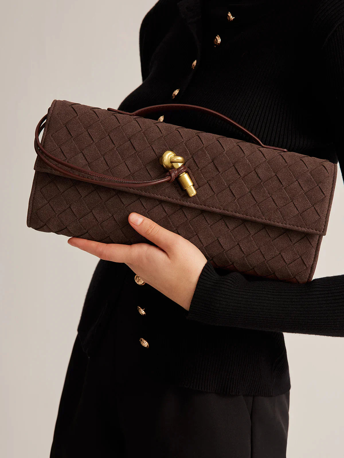 Damen Clutch Beige Gewebt - Norvielle