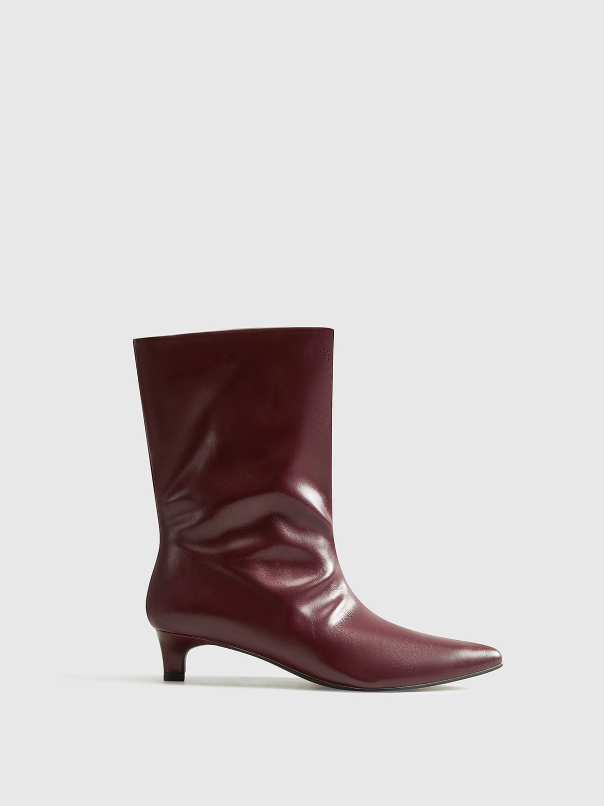 Damenstiefel Leder Burgunderrot Elegantes Design - Norvielle