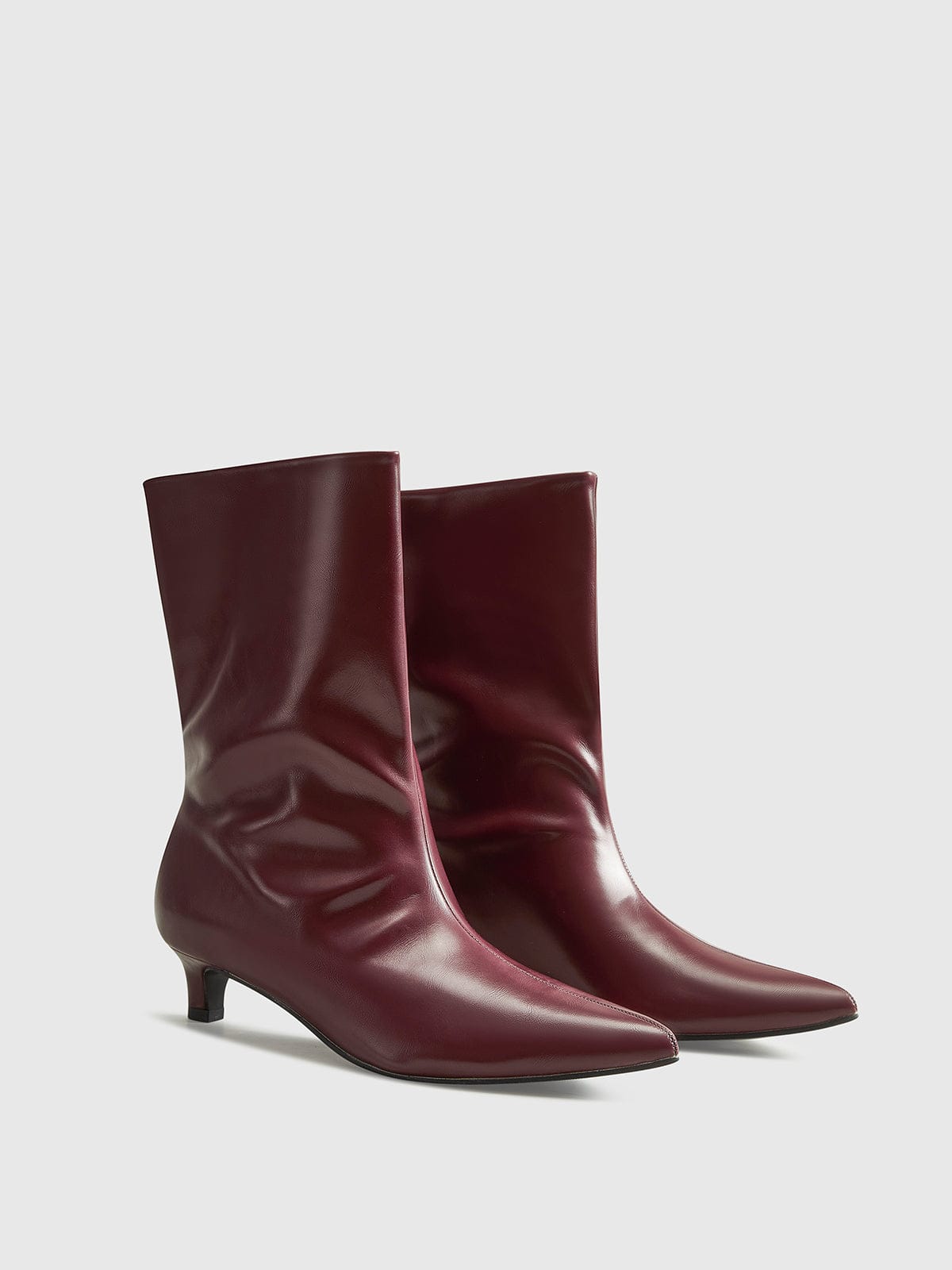 Damen Stiefeletten Bordeaux Elegantes Lederdesign