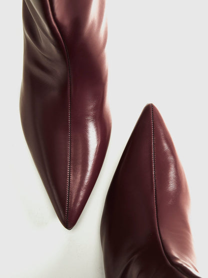 Damen Stiefeletten Bordeaux Elegantes Lederdesign