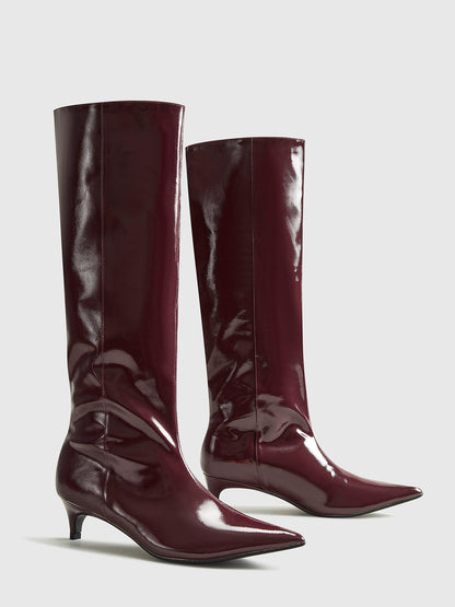 Damen Kniehohe Stiefel Stiletto Bequem