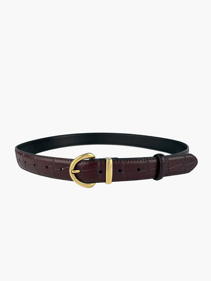 Mädchen Leder Gürtel Krokodilmuster Schwarz - Norvielle