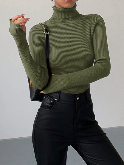 Damen Slim Fit Rollkragen Elegantes Oberteil