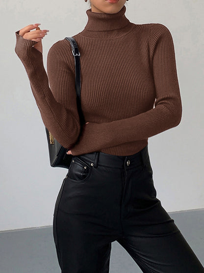 Damen Slim Fit Rollkragen Elegantes Oberteil