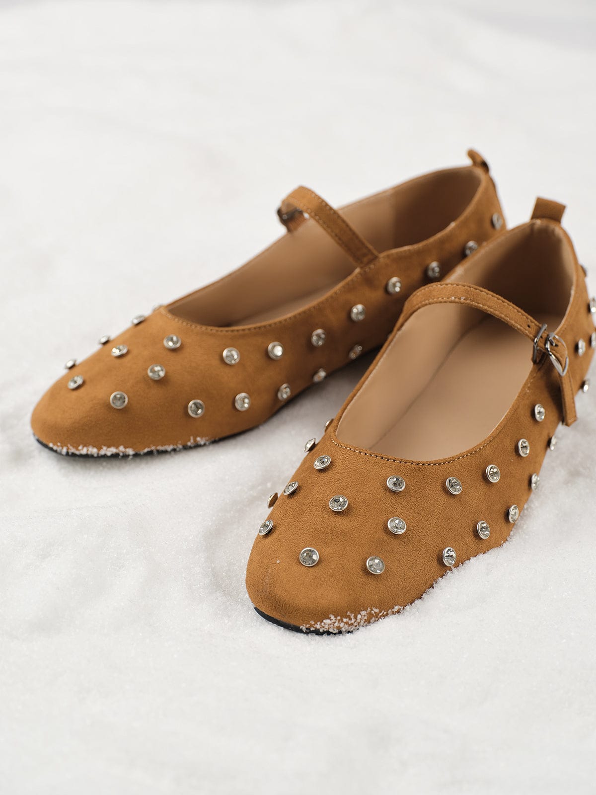 Damen Ballerinas Strass Schmuck Schwarz - Norvielle