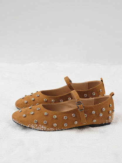 Damen Ballerinas Strass Schmuck