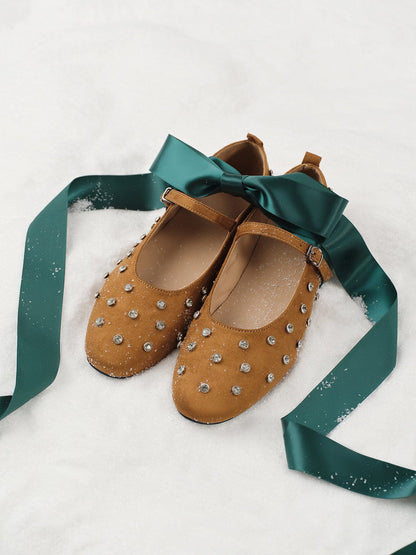 Damen Ballerinas Strass Schmuck