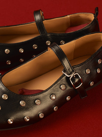 Damen Ballerinas Strass Elegant