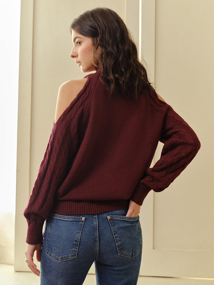 Damen Schal für Karierter Pullover Schulterfrei Elegant