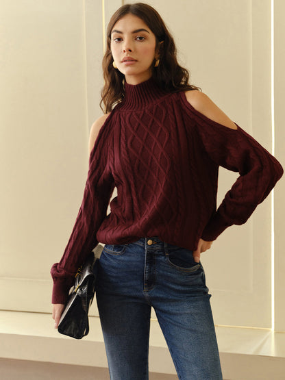 Damen Schal für Karierter Pullover Schulterfrei Elegant - Norvielle