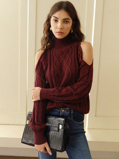 Damen Schal für Karierter Pullover Schulterfrei Elegant
