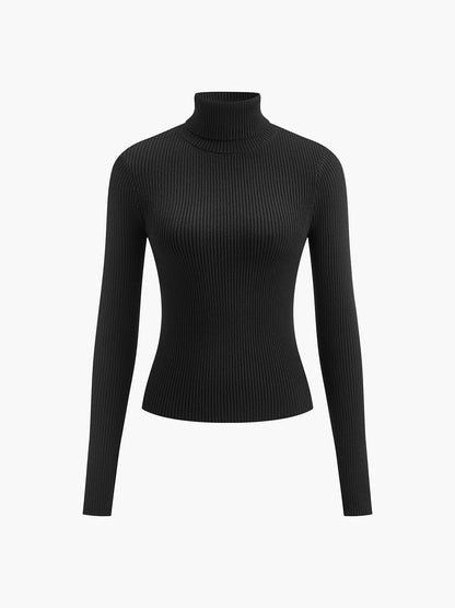 Damen Slim Fit Rollkragen Elegantes Oberteil