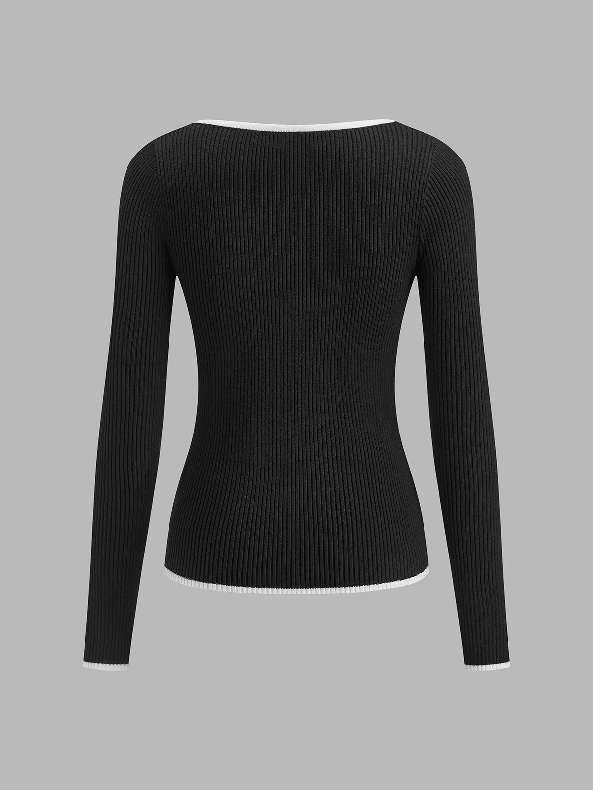 Damen Pullover V-Ausschnitt Warm Kontrastbesatz Winter