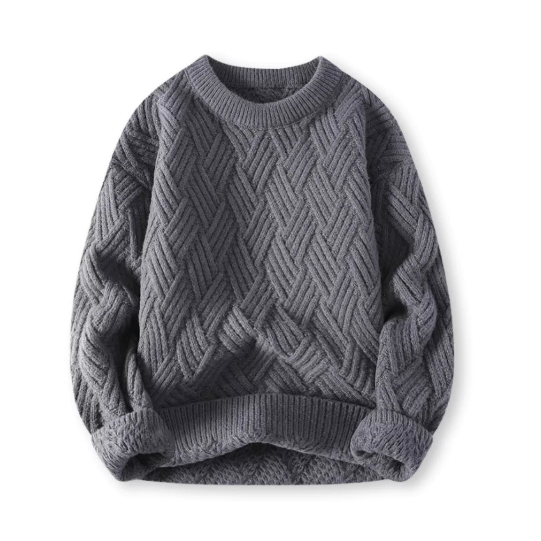 Herren Pullover Wollmischung Klassisch Zopfmuster Warm