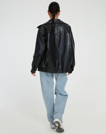Damen Ledermantel Modernes PU-Leder