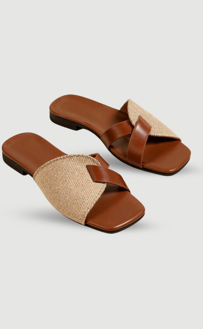 Damen Sandalen Lederoptik Beige Sommer - Norvielle