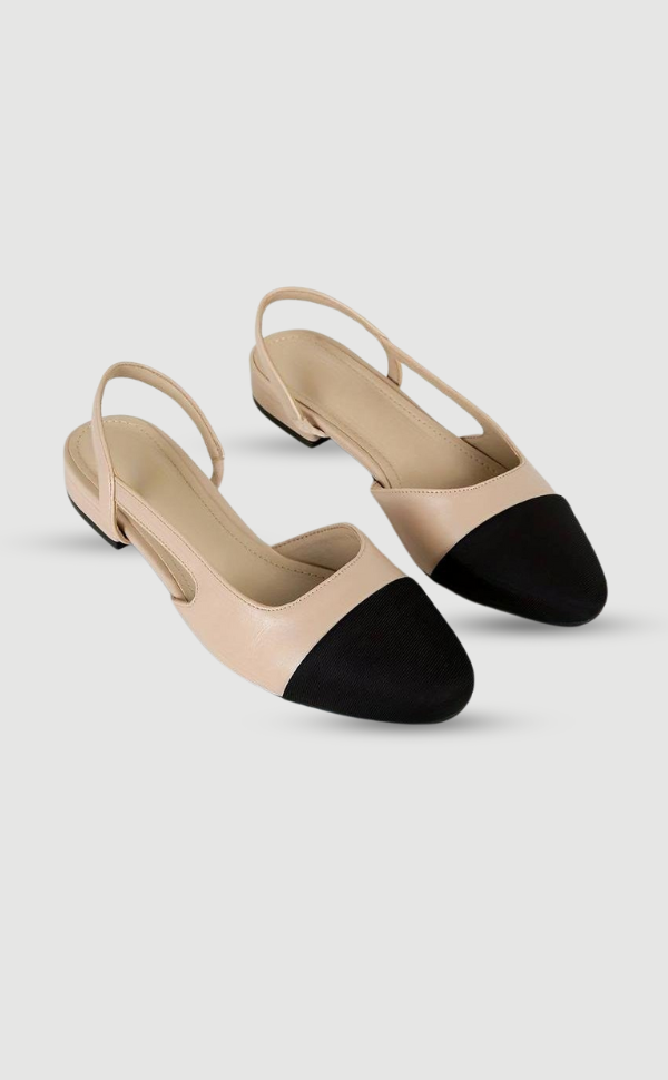 Damen Slingbacks Klassisch Beige Schwarz - Norvielle
