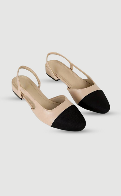 Damen Slingbacks Klassisch Beige Schwarz - Norvielle