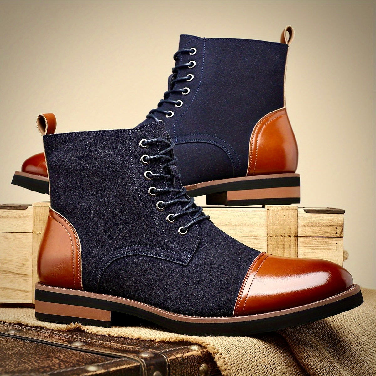 Herren Lederstiefel Oxford Schwarz - Norvielle