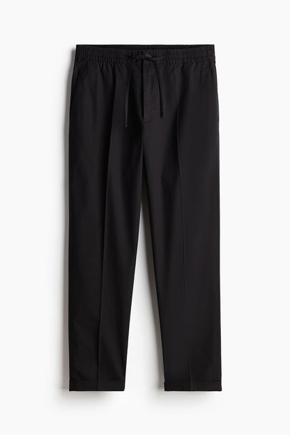 Herren Chinohose Schwarz Slim Fit Kordelzug - Norvielle