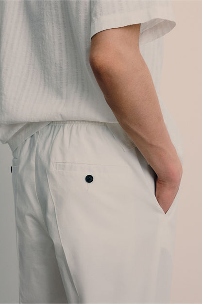 Herren Slim Fit Chino Hose Cremeweiß Kordelzug
