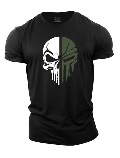 Herren T-Shirt Militärstyle Totenkopf Schwarz - Norvielle