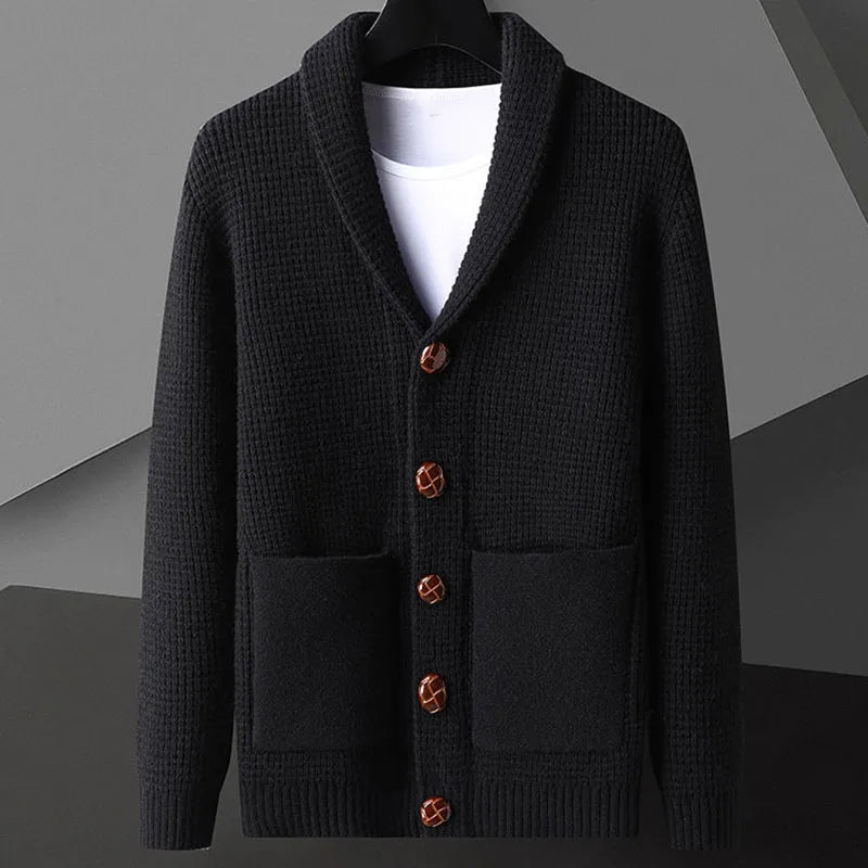 Herren Strickjacke Warm Wolle Vintage Look
