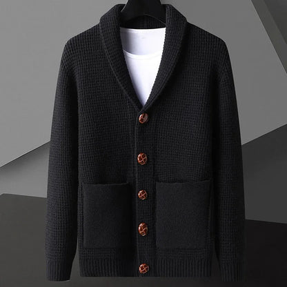 Herren Strickjacke Warm Wolle Vintage Look
