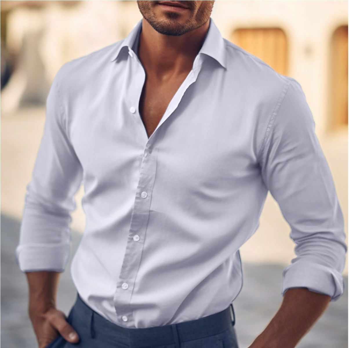 Herren Klassisches Slimfit Hemd Modern