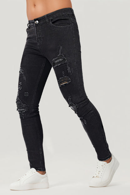 Herren Skinny Jeans Destroyed Rippen